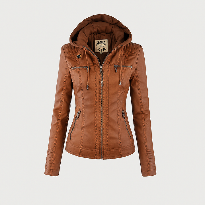 Isabella | Stylish and Versatile Hooded Leather Jacket